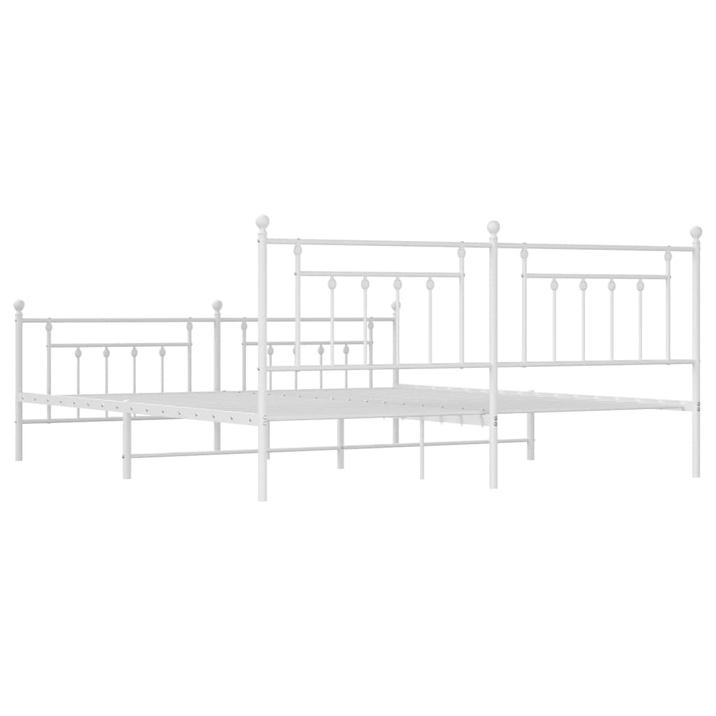 Giroletto con Testiera e Pediera Metallo Bianco 200x200 cm | homemem39