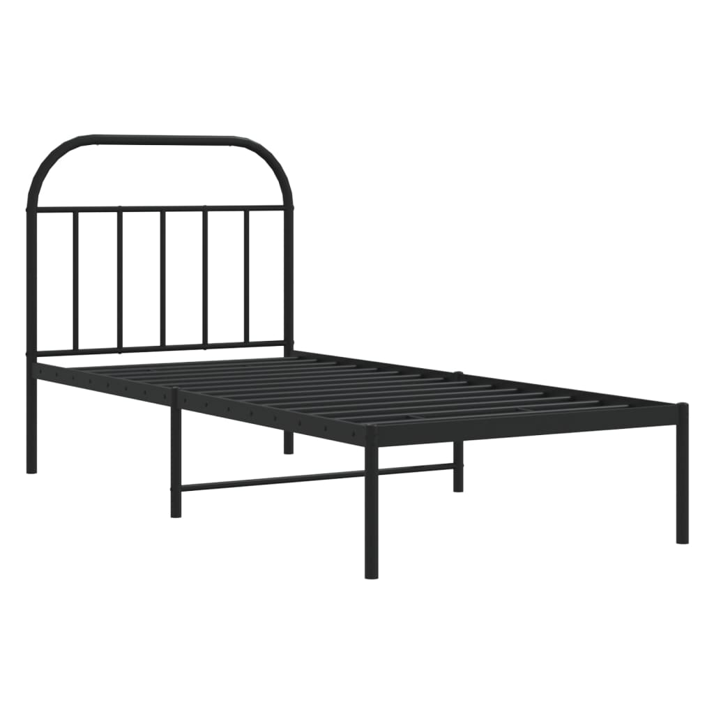 Giroletto con Testiera in Metallo Nero 80x200 cm | homemem39