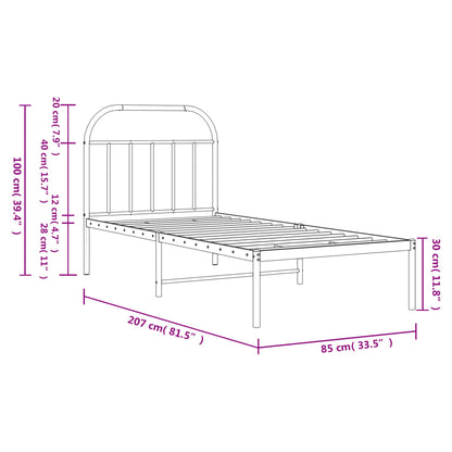 Giroletto con Testiera in Metallo Nero 80x200 cm | homemem39