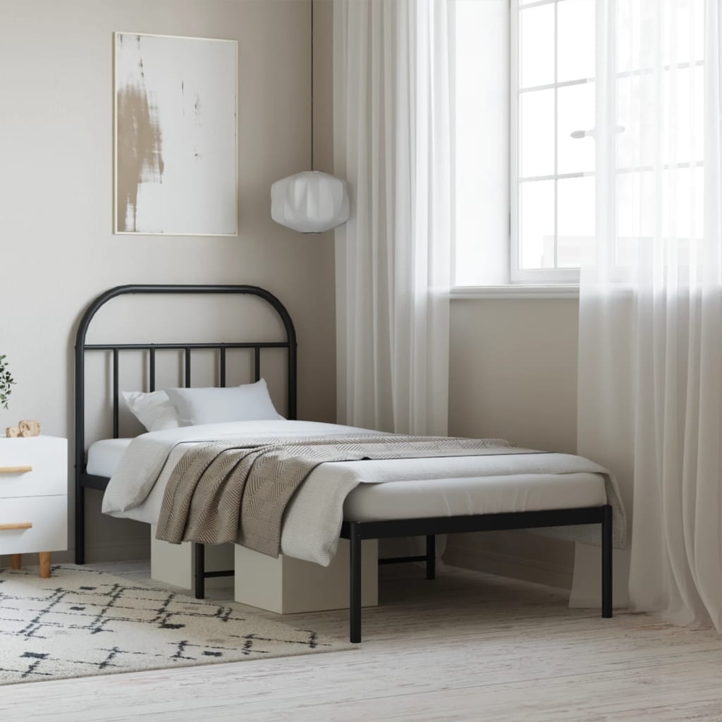 Giroletto con Testiera in Metallo Nero 80x200 cm | homemem39