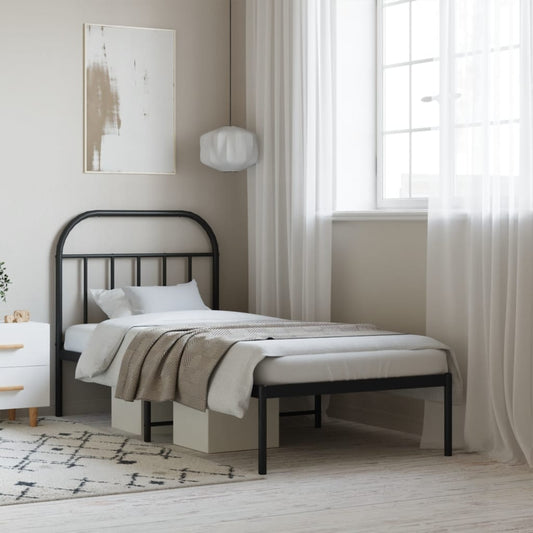 Giroletto con Testiera in Metallo Nero 90x190 cm | homemem39