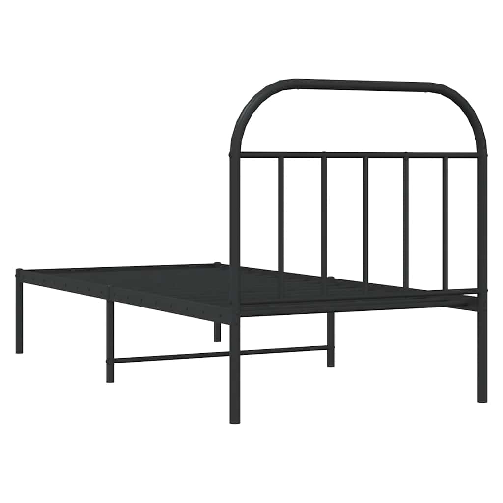 Giroletto con Testiera in Metallo Nero 90x200 cm | homemem39