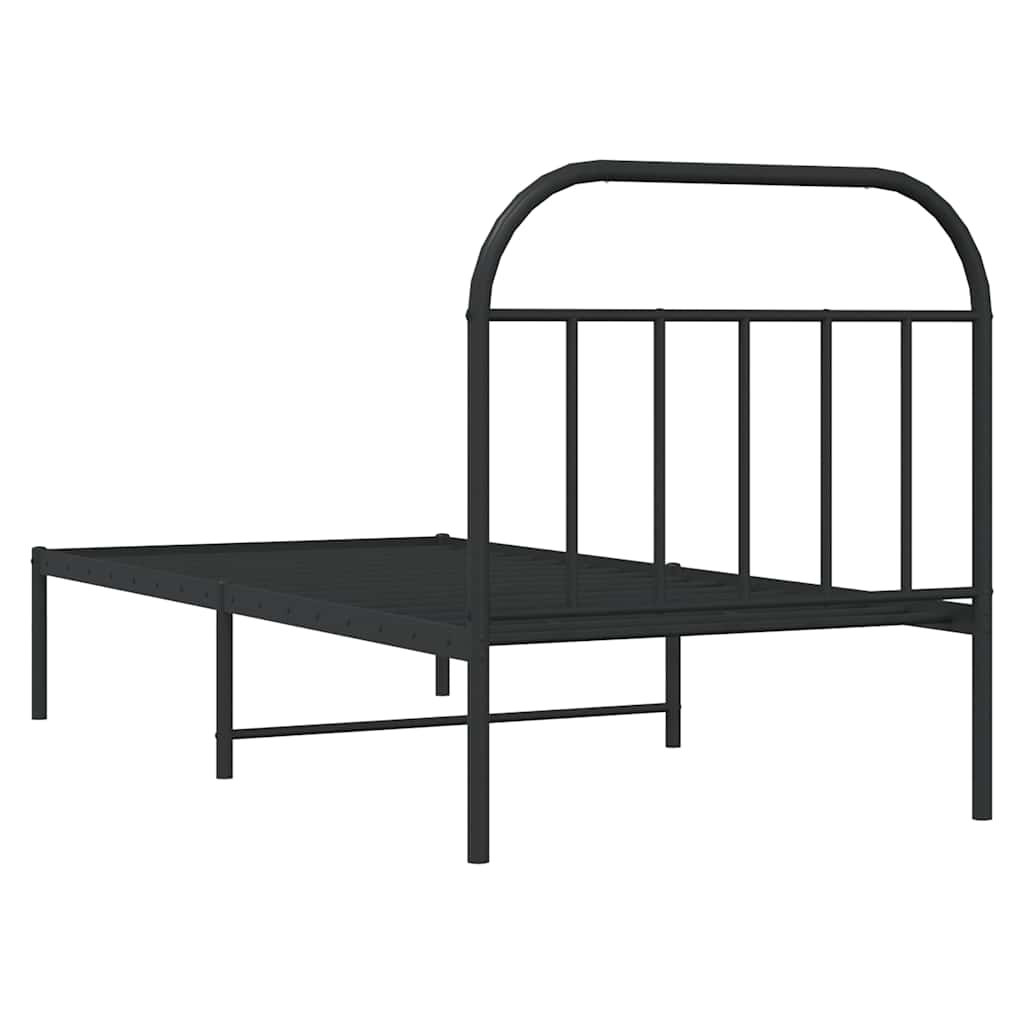 Giroletto con Testiera in Metallo Nero 90x200 cm