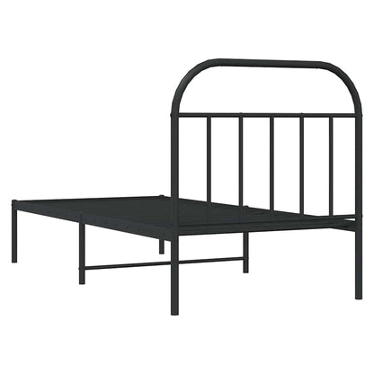 Giroletto con Testiera in Metallo Nero 90x200 cm