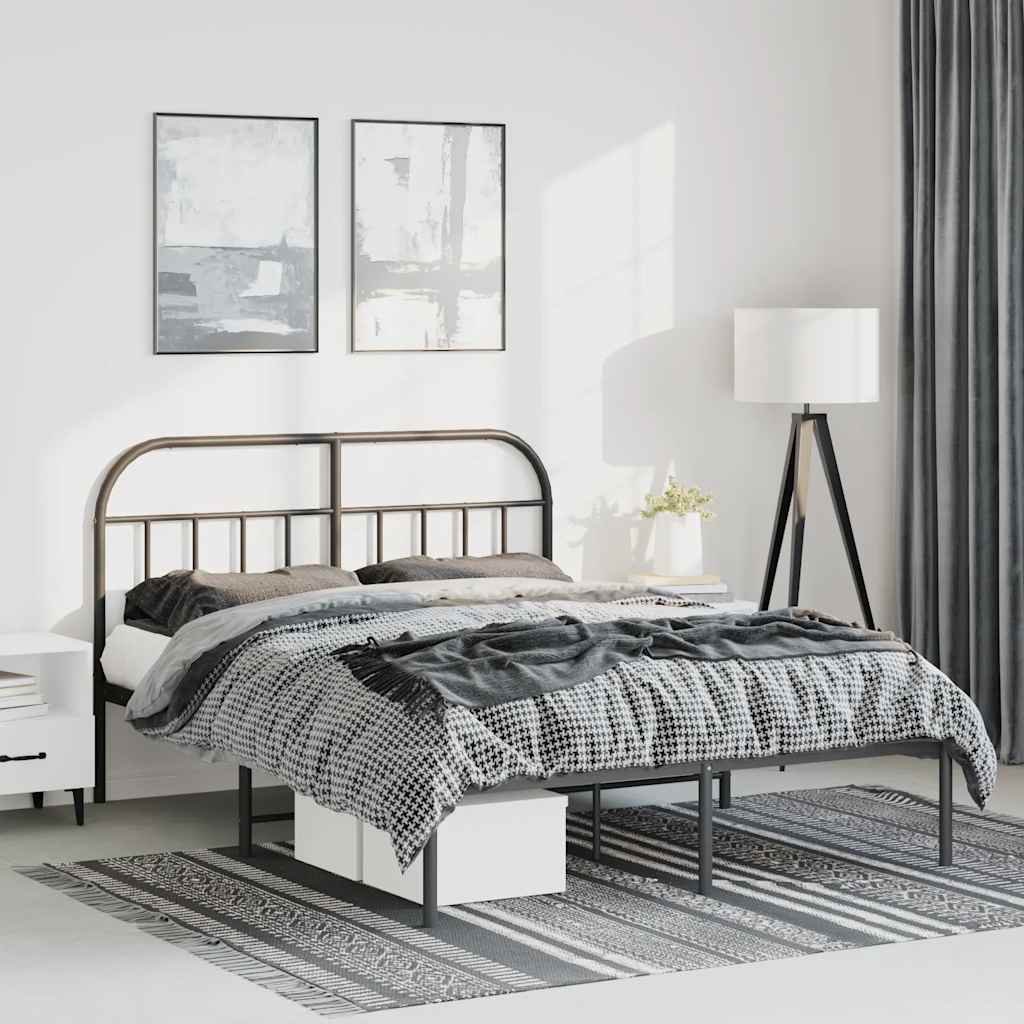 Giroletto con Testiera in Metallo Nero 135x190 cm | homemem39