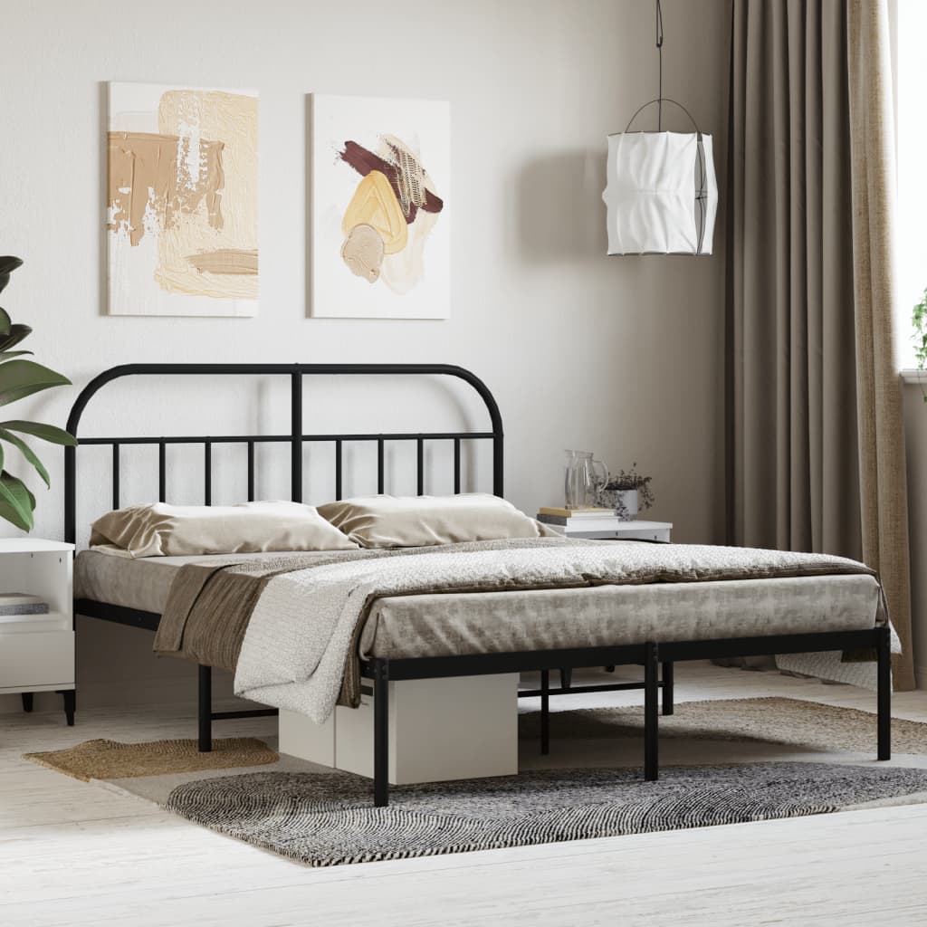 Giroletto con Testiera in Metallo Nero 140x190 cm | homemem39