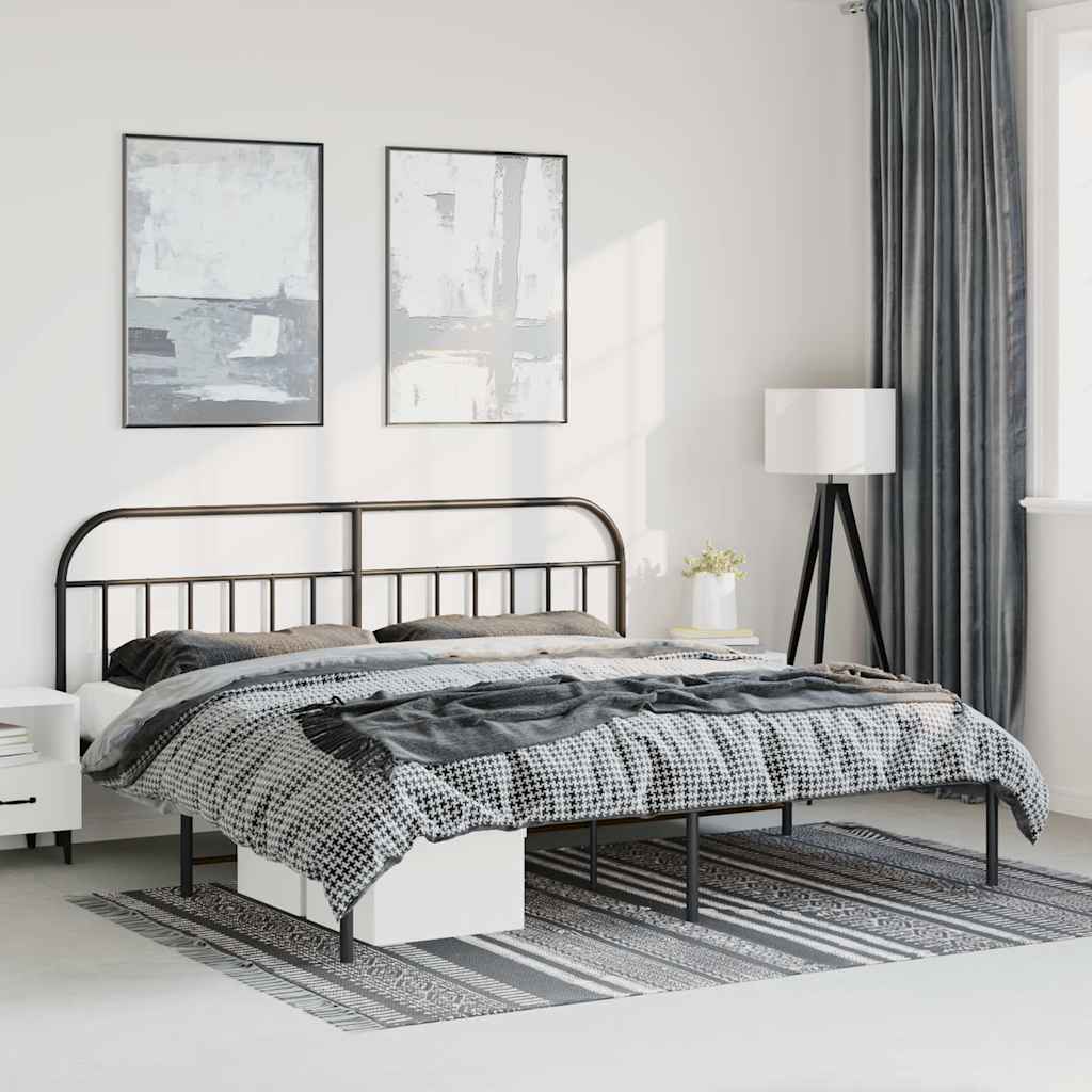 Giroletto con Testiera in Metallo Nero 193x203 cm