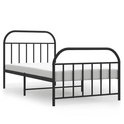 Giroletto con Testiera e Pediera Metallo Nero 100x200 cm | homemem39