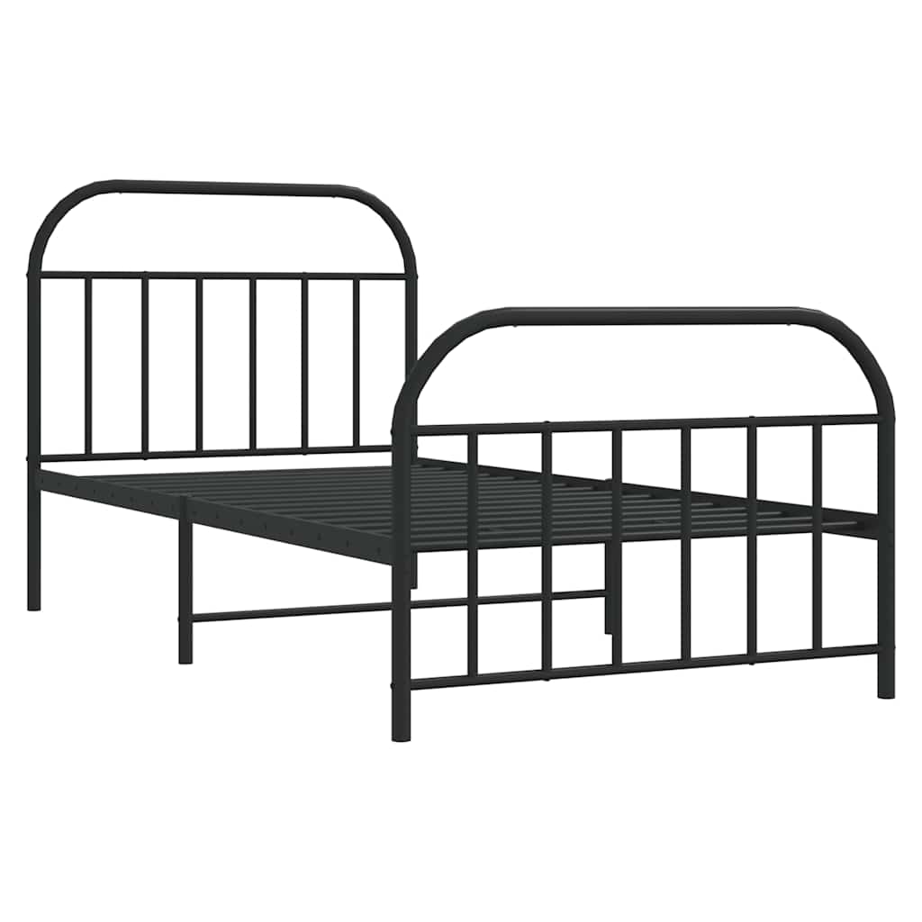 Giroletto con Testiera e Pediera Metallo Nero 100x200 cm | homemem39