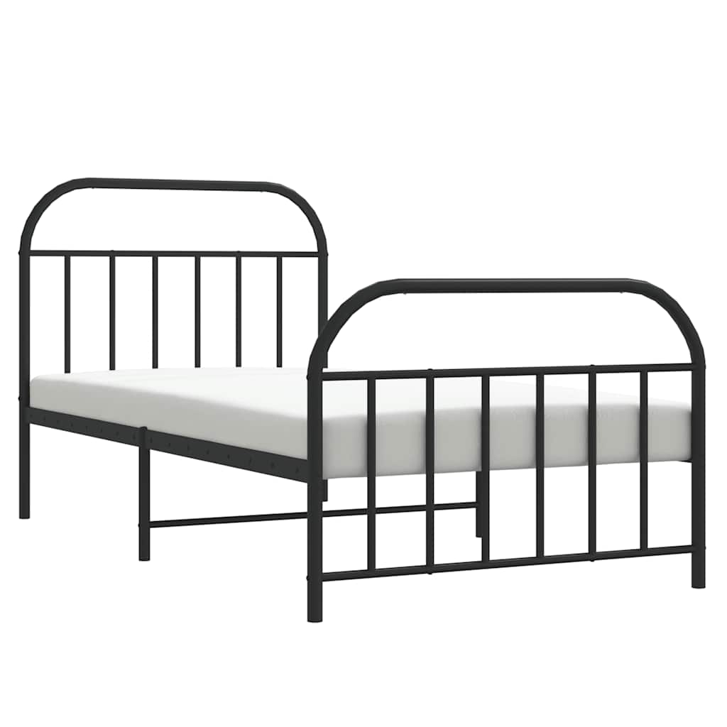 Giroletto con Testiera e Pediera Metallo Nero 100x200 cm | homemem39