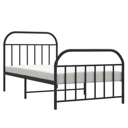 Giroletto con Testiera e Pediera Metallo Nero 100x200 cm | homemem39