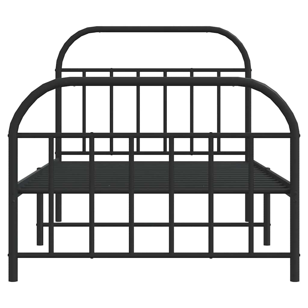 Giroletto con Testiera e Pediera Metallo Nero 100x200 cm | homemem39