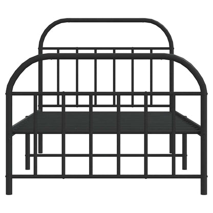Giroletto con Testiera e Pediera Metallo Nero 100x200 cm | homemem39