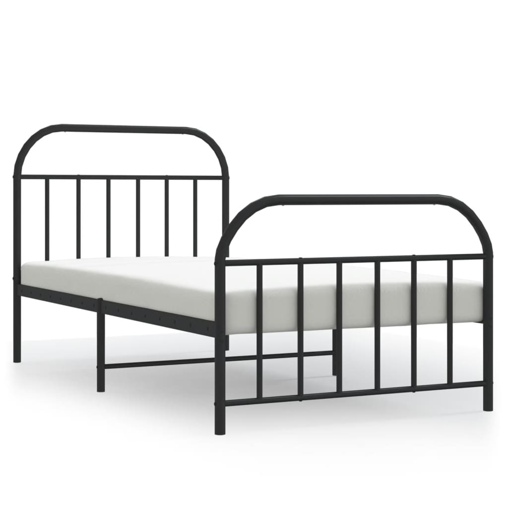 Giroletto con Testiera e Pediera Metallo Nero 107x203 cm | homemem39