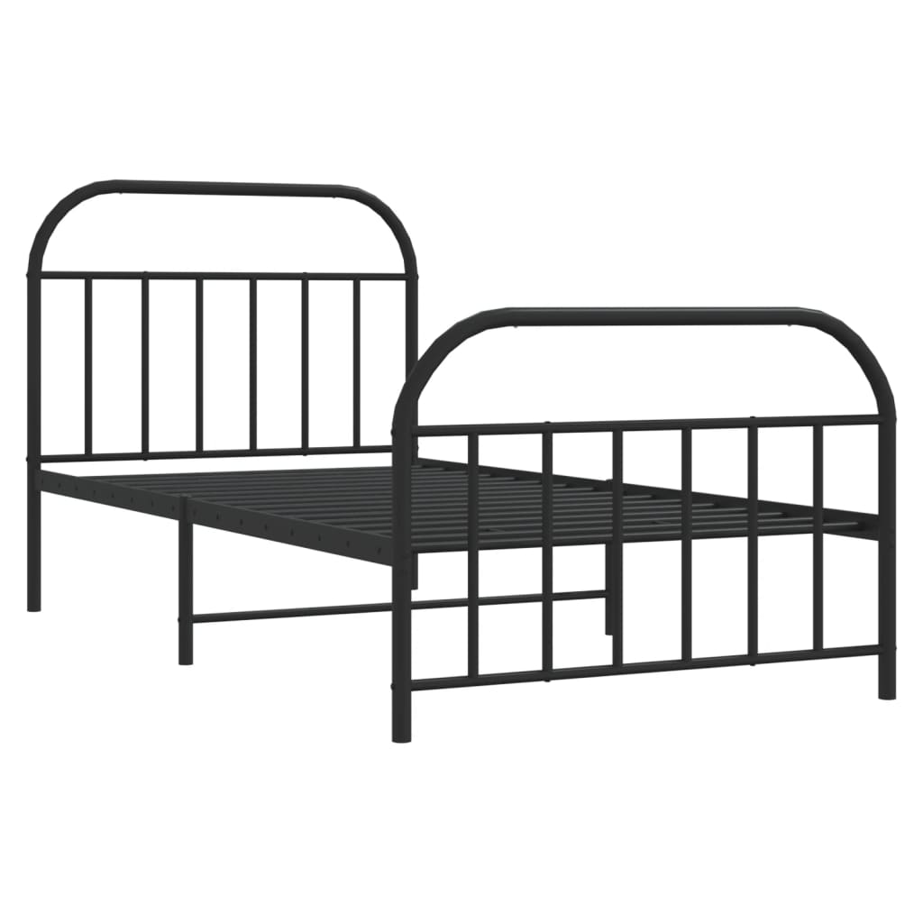 Giroletto con Testiera e Pediera Metallo Nero 107x203 cm | homemem39