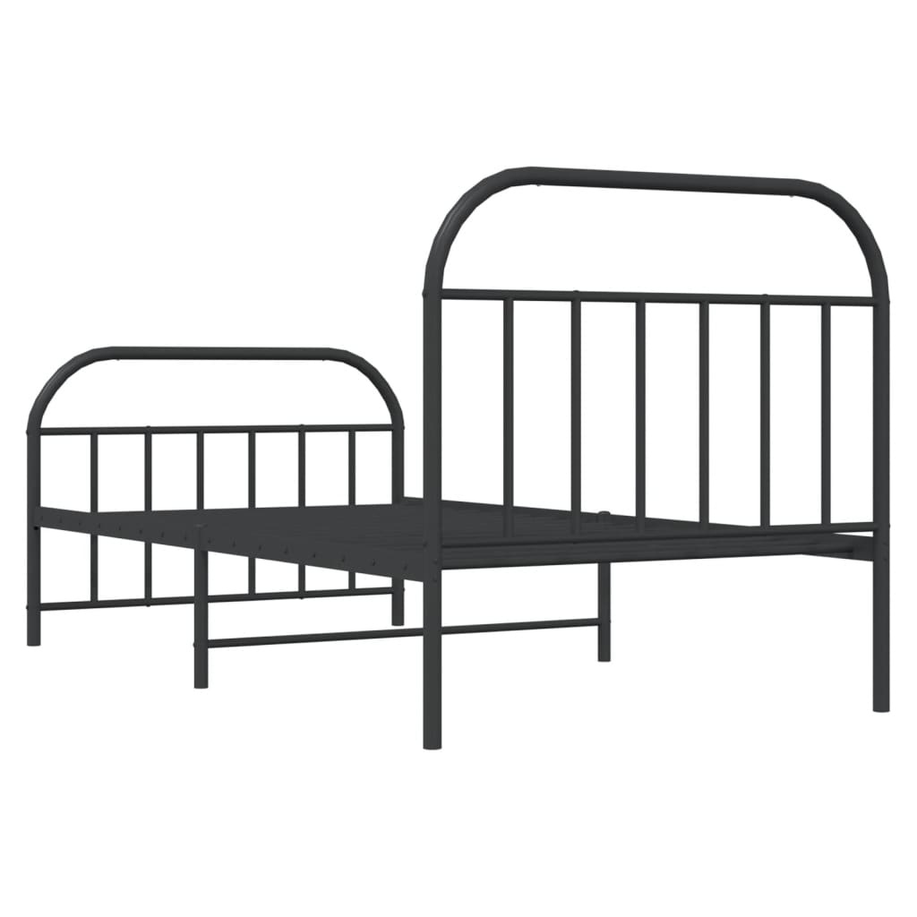 Giroletto con Testiera e Pediera Metallo Nero 107x203 cm | homemem39