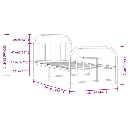 Giroletto con Testiera e Pediera Metallo Nero 107x203 cm | homemem39