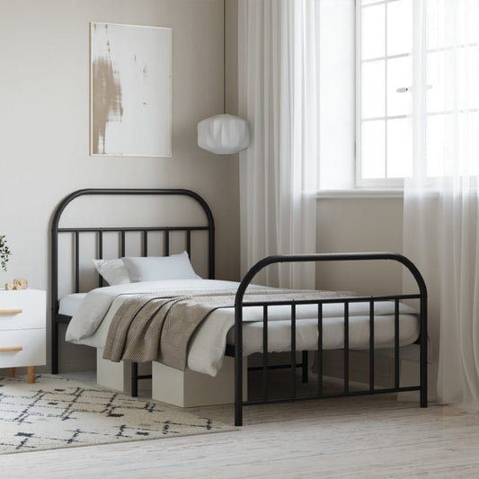 Giroletto con Testiera e Pediera Metallo Nero 107x203 cm | homemem39