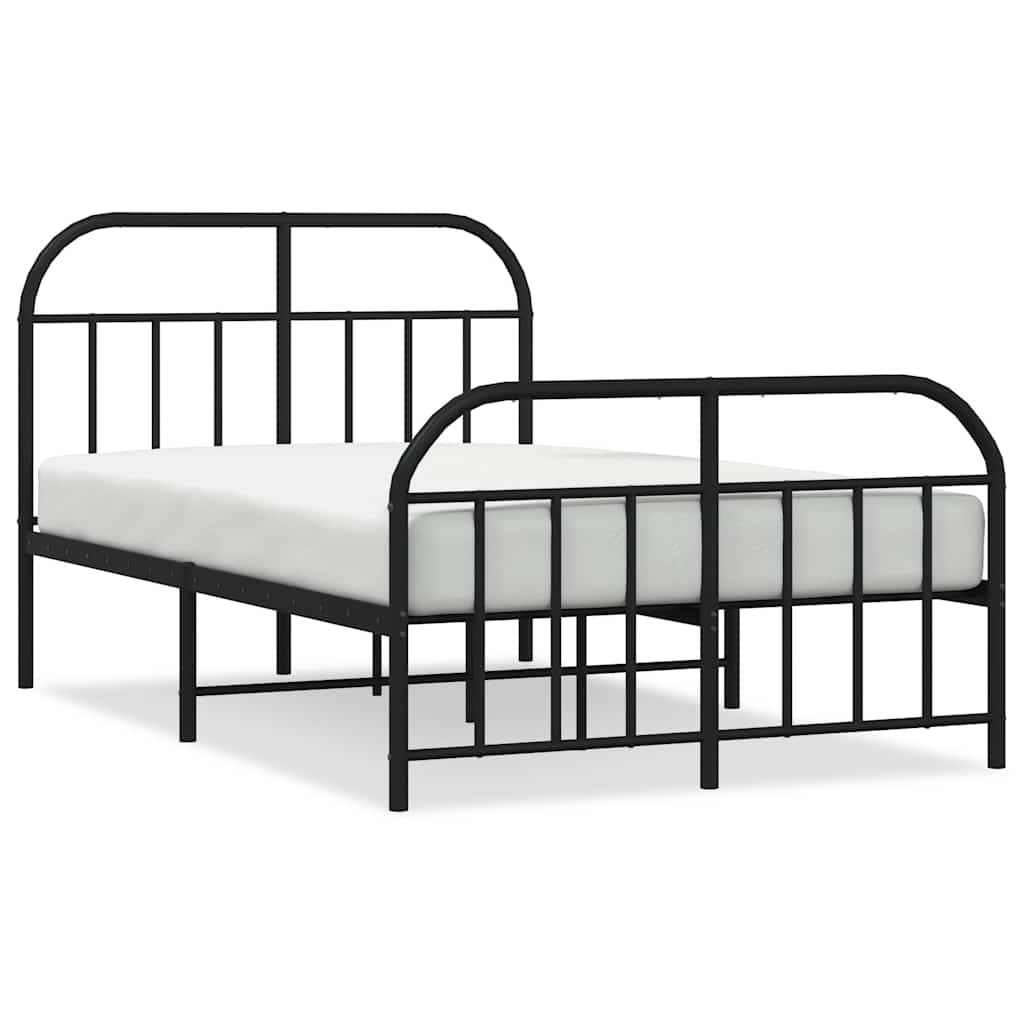 Giroletto con Testiera e Pediera Metallo Nero 120x190 cm | homemem39