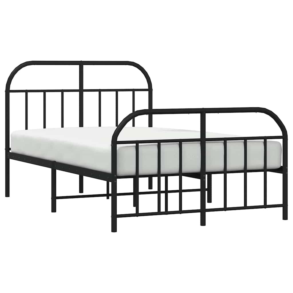 Giroletto con Testiera e Pediera Metallo Nero 120x190 cm | homemem39