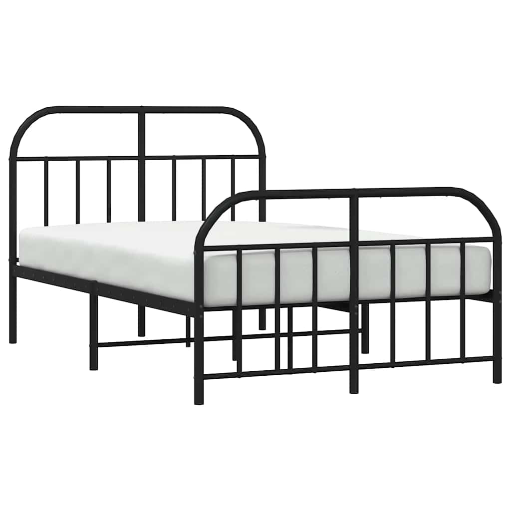 Giroletto con Testiera e Pediera Metallo Nero 120x190 cm