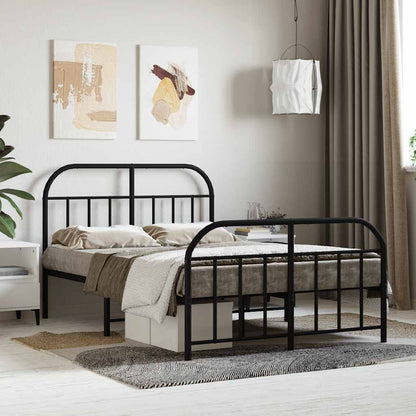 Giroletto con Testiera e Pediera Metallo Nero 120x190 cm | homemem39