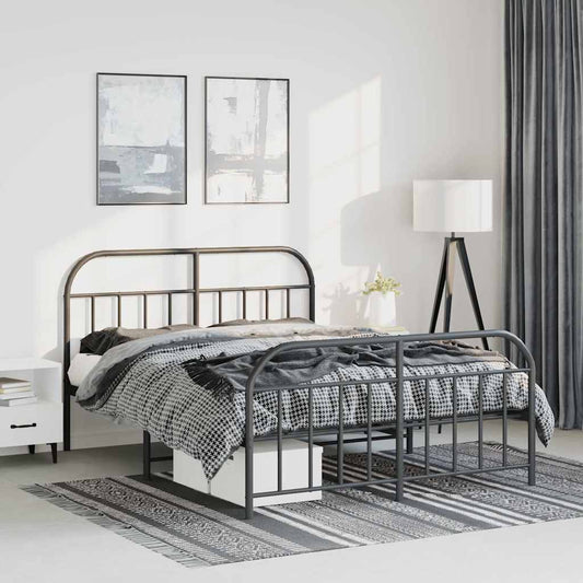 Giroletto con Testiera e Pediera Metallo Nero 135x190 cm | homemem39