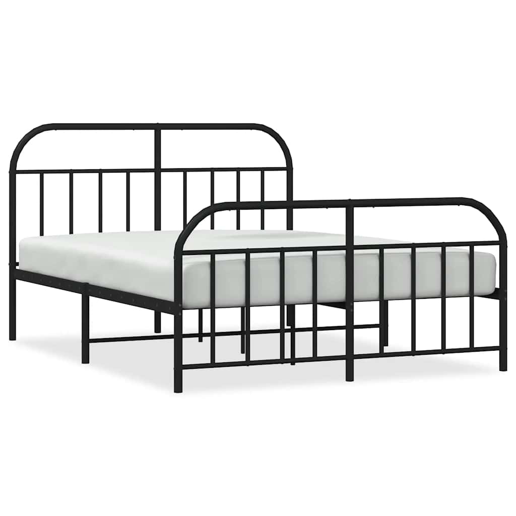 Giroletto con Testiera e Pediera Metallo Nero 140x200 cm | homemem39