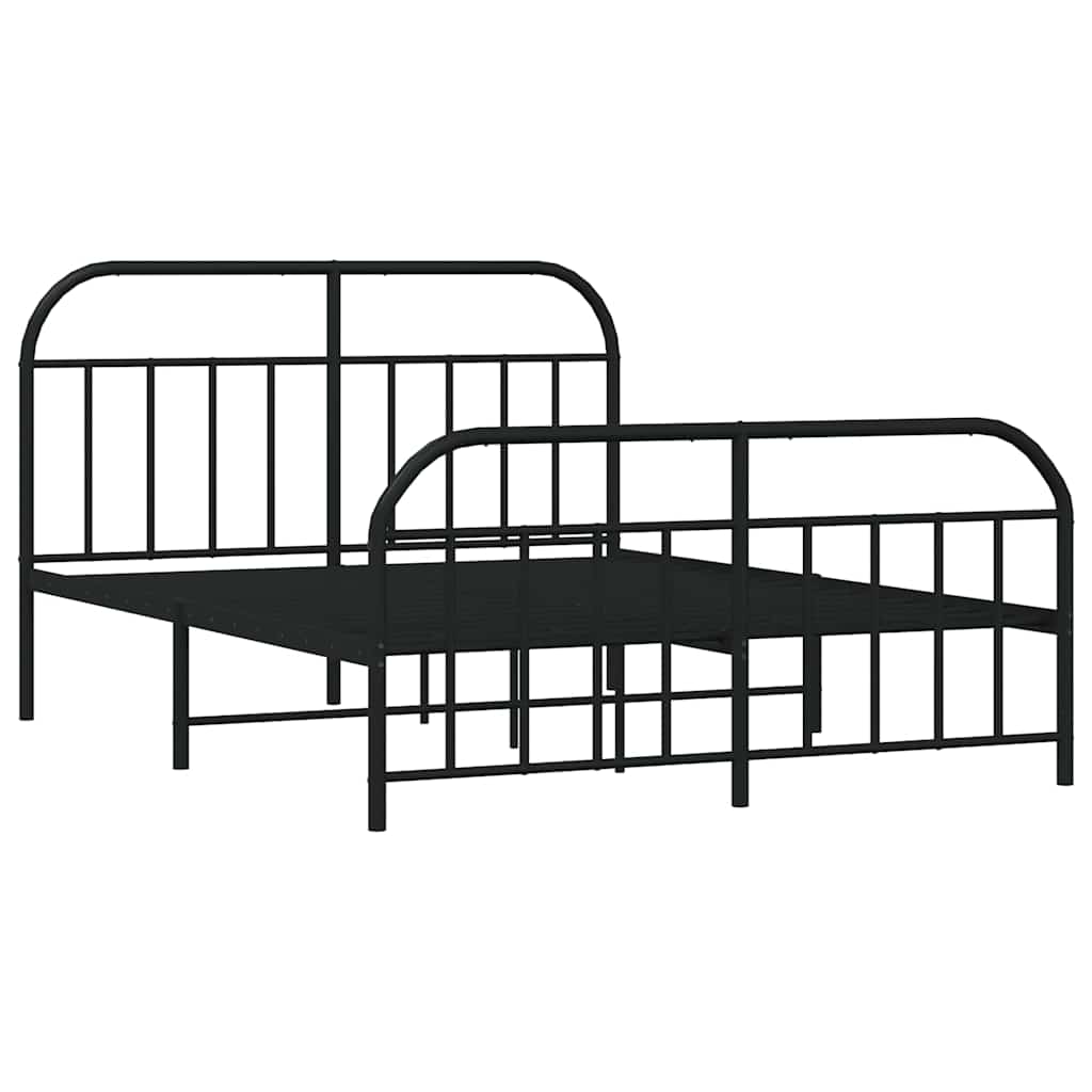 Giroletto con Testiera e Pediera Metallo Nero 140x200 cm | homemem39