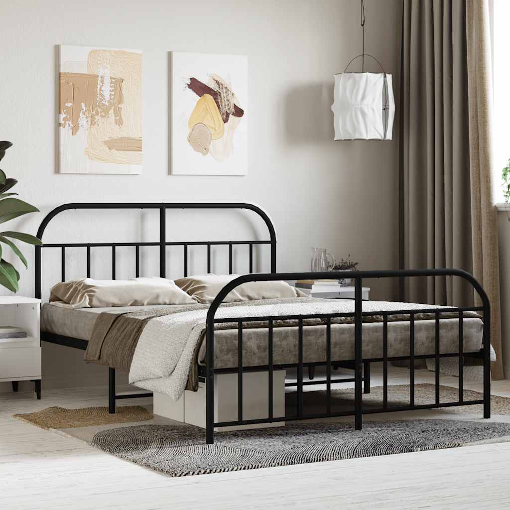 Giroletto con Testiera e Pediera Metallo Nero 140x200 cm | homemem39