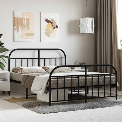 Giroletto con Testiera e Pediera Metallo Nero 140x200 cm | homemem39
