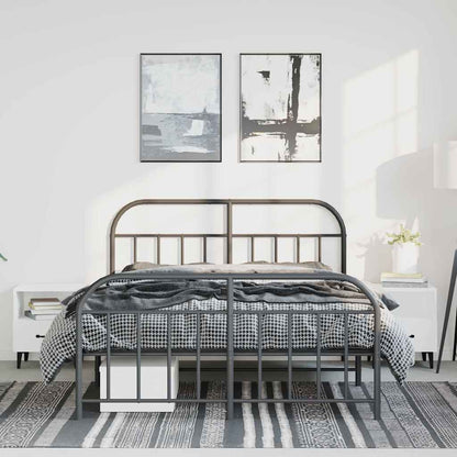 Giroletto con Testiera e Pediera Metallo Nero 150x200 cm