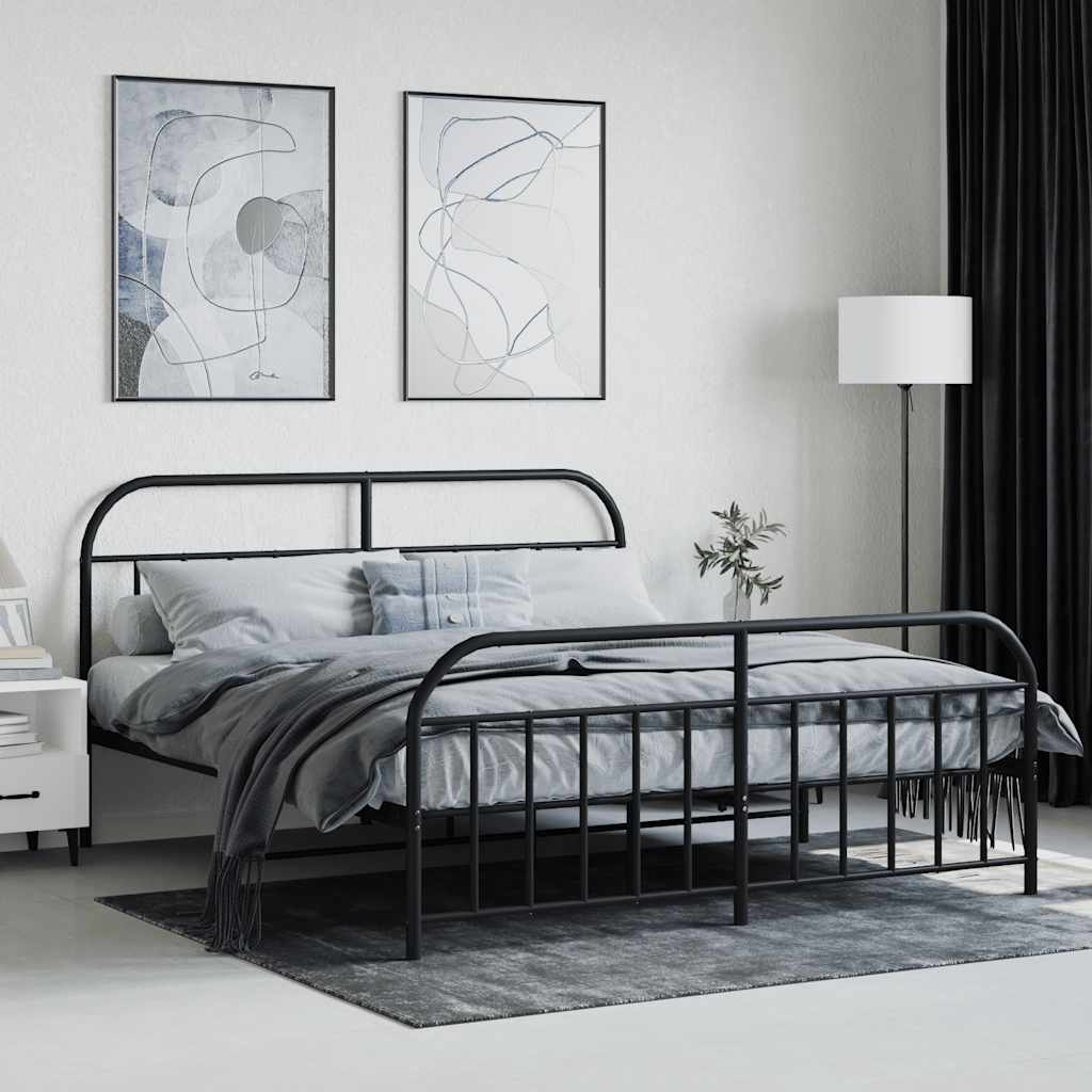 Giroletto senza Materaso con Pediera in Metallo Nero 180x200 cm