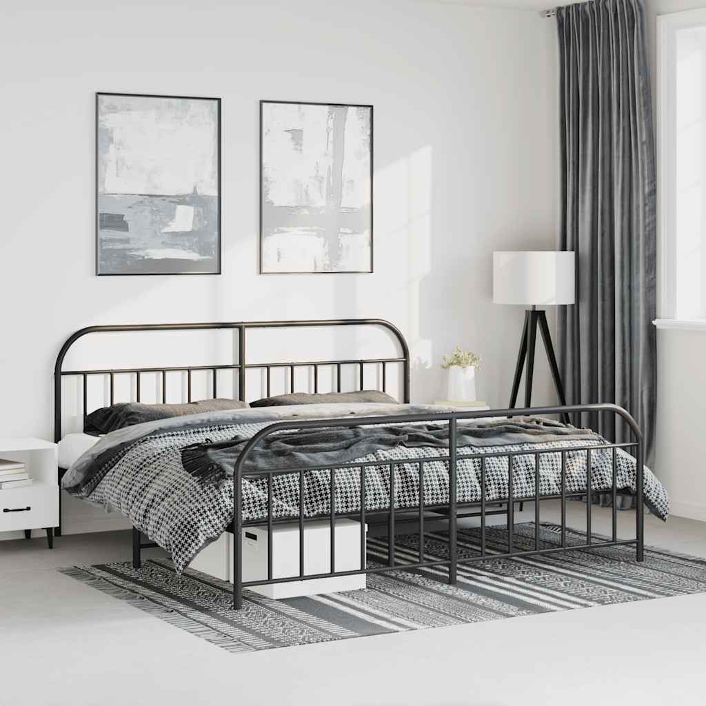 Giroletto con Testiera e Pediera Metallo Nero 183x213 cm | homemem39