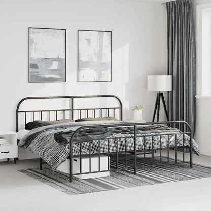 Giroletto con Testiera e Pediera Metallo Nero 183x213 cm | homemem39