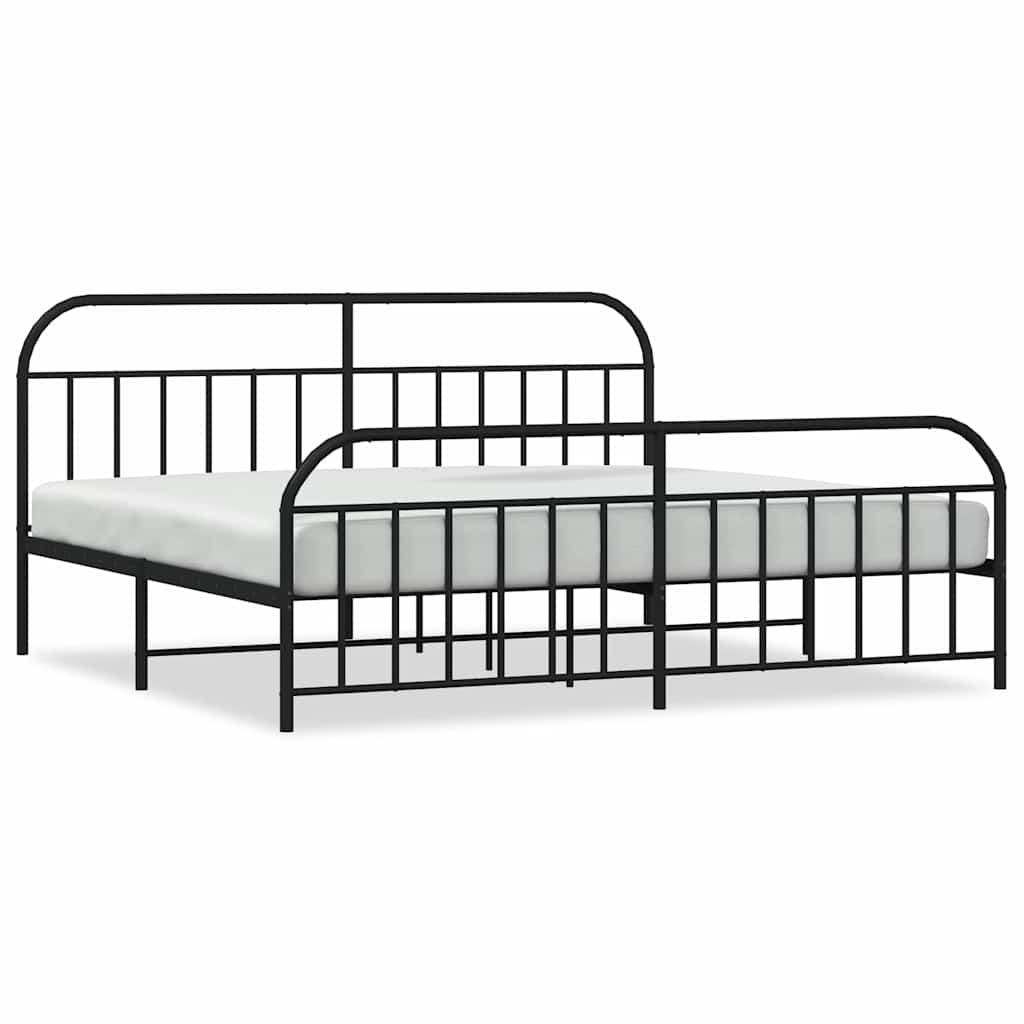 Giroletto con Testiera e Pediera Metallo Nero 193x203 cm | homemem39