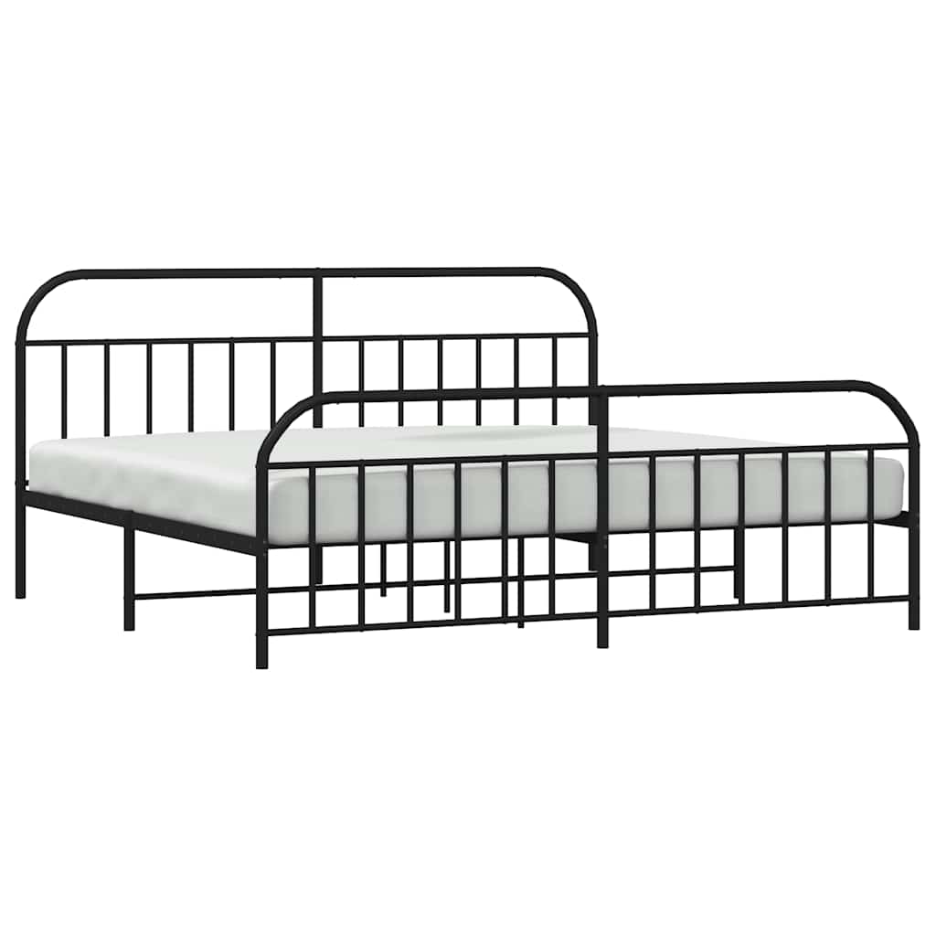 Giroletto con Testiera e Pediera Metallo Nero 193x203 cm | homemem39