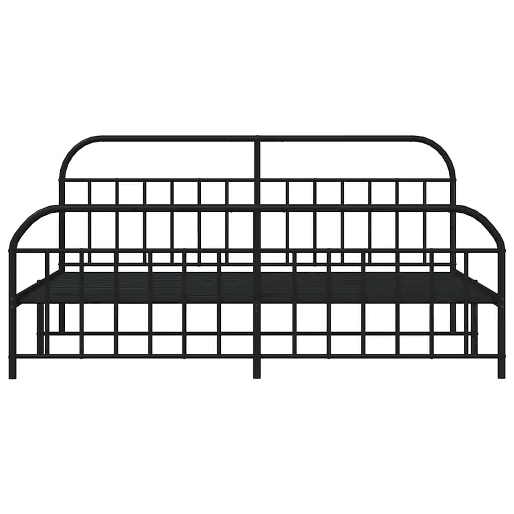 Giroletto con Testiera e Pediera Metallo Nero 193x203 cm | homemem39