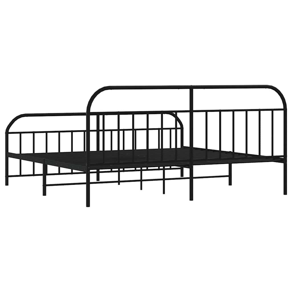 Giroletto con Testiera e Pediera Metallo Nero 193x203 cm | homemem39