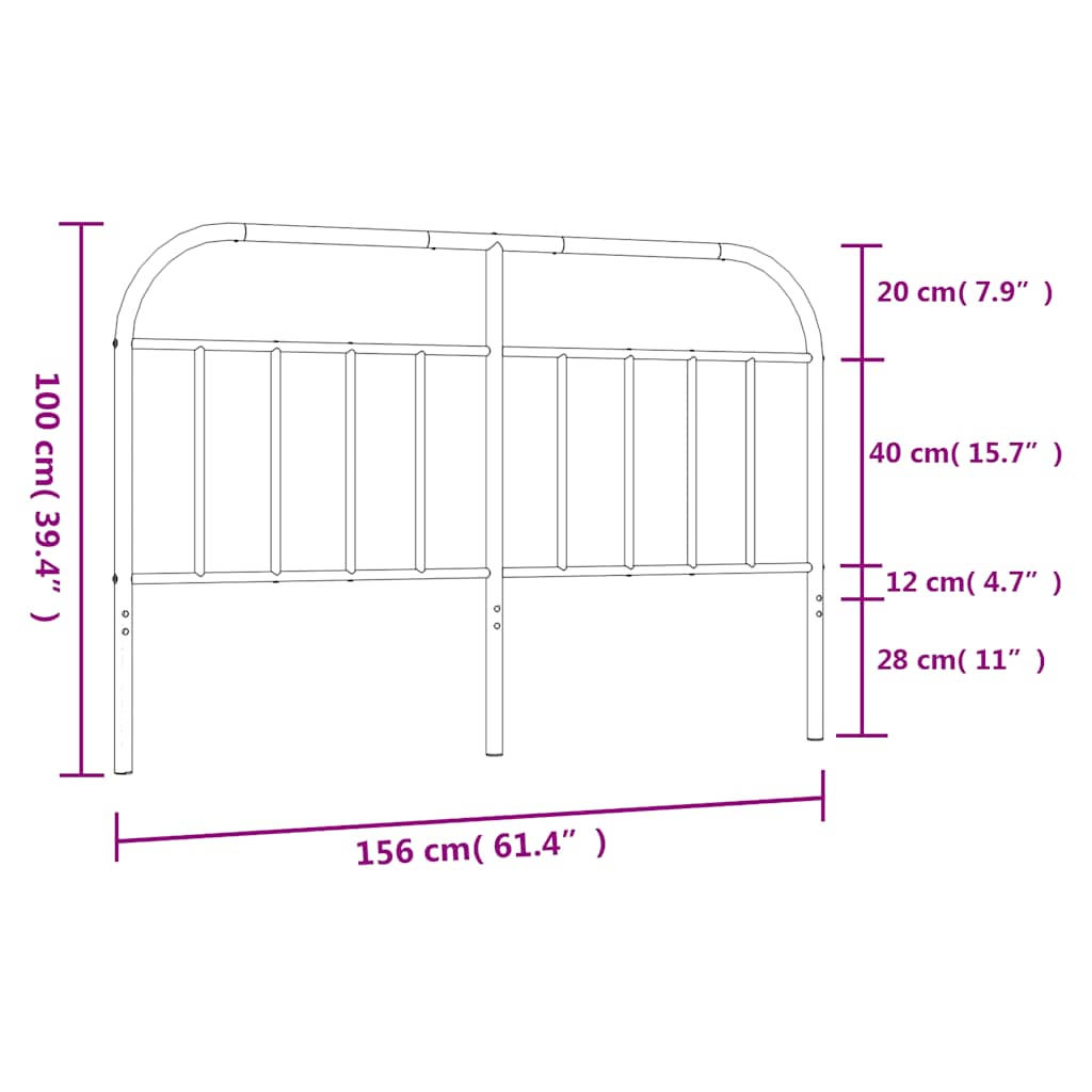 Testiera di Ricambio in Metallo Nero 150 cm | homemem39