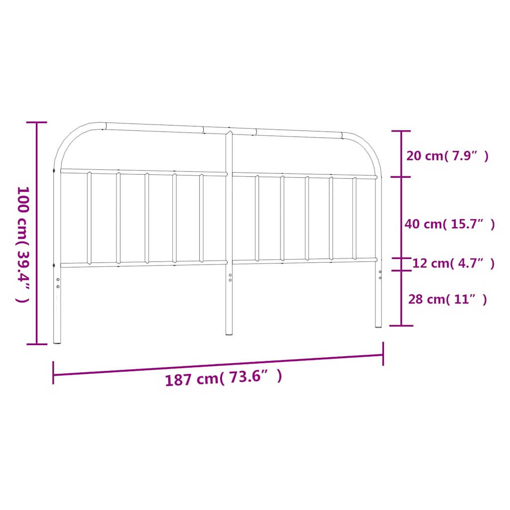 Testiera di Ricambio in Metallo Nero 180 cm | homemem39