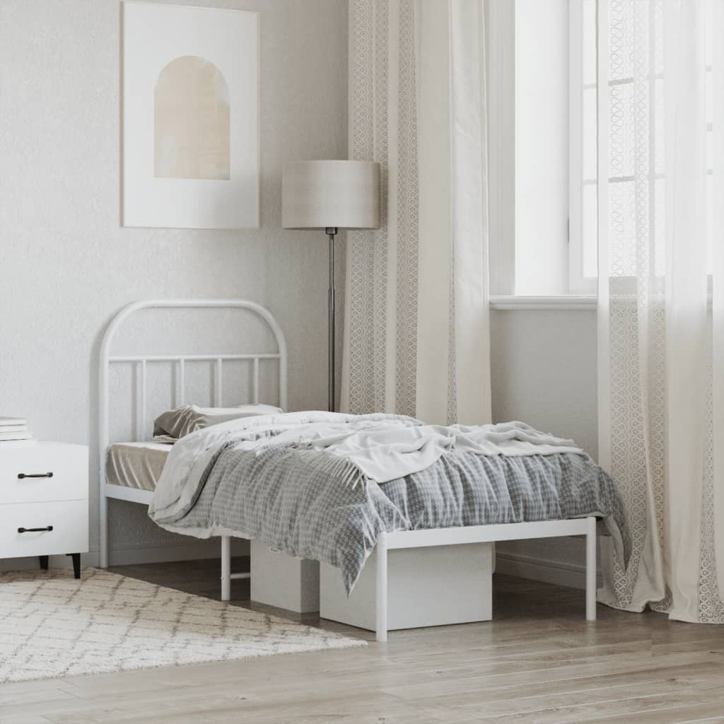 Giroletto senza Materaso con Testiera Metallo Bianco 75x190 cm | homemem39