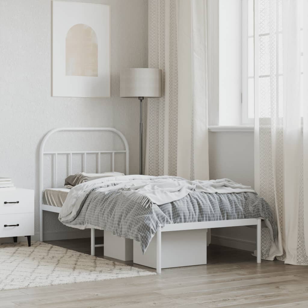 Giroletto con Testiera Metallo Bianco 90x190 cm | homemem39