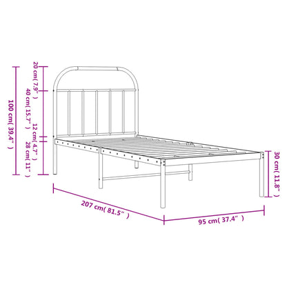 Giroletto con Testiera Metallo Bianco 90x200 cm | homemem39