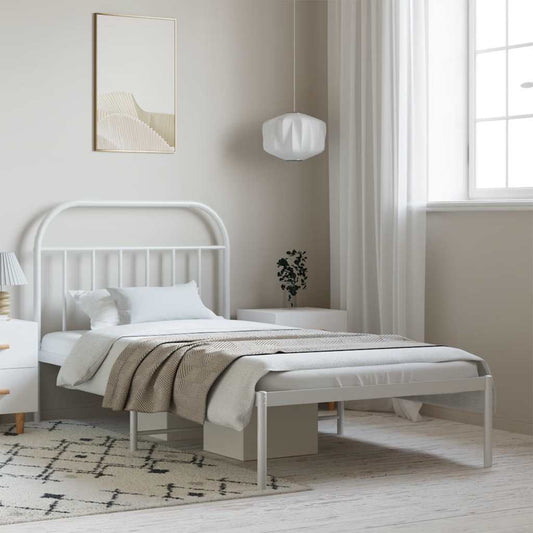 Giroletto con Testiera Metallo Bianco 100x200 cm | homemem39