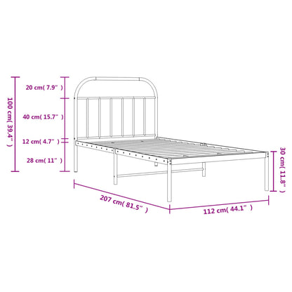 Giroletto con Testiera Metallo Bianco 107x203 cm | homemem39