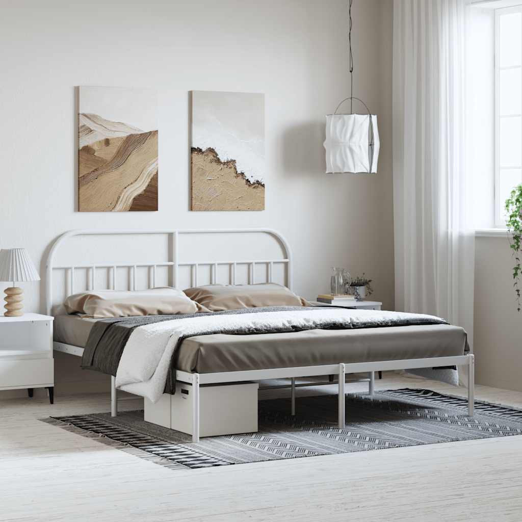 Giroletto con Testiera Metallo Bianco 183x213 cm | homemem39