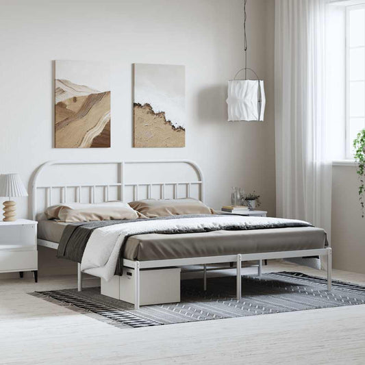 Giroletto con Testiera Metallo Bianco 183x213 cm | homemem39