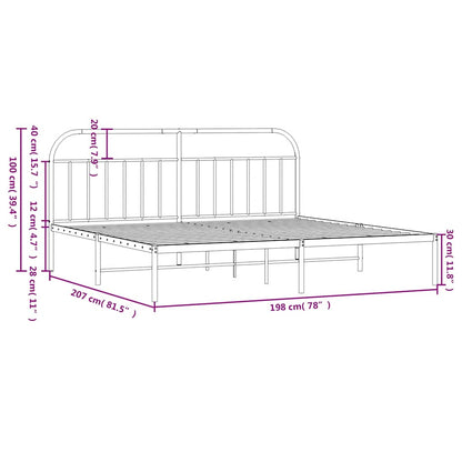 Giroletto con Testiera Metallo Bianco 193x203 cm | homemem39
