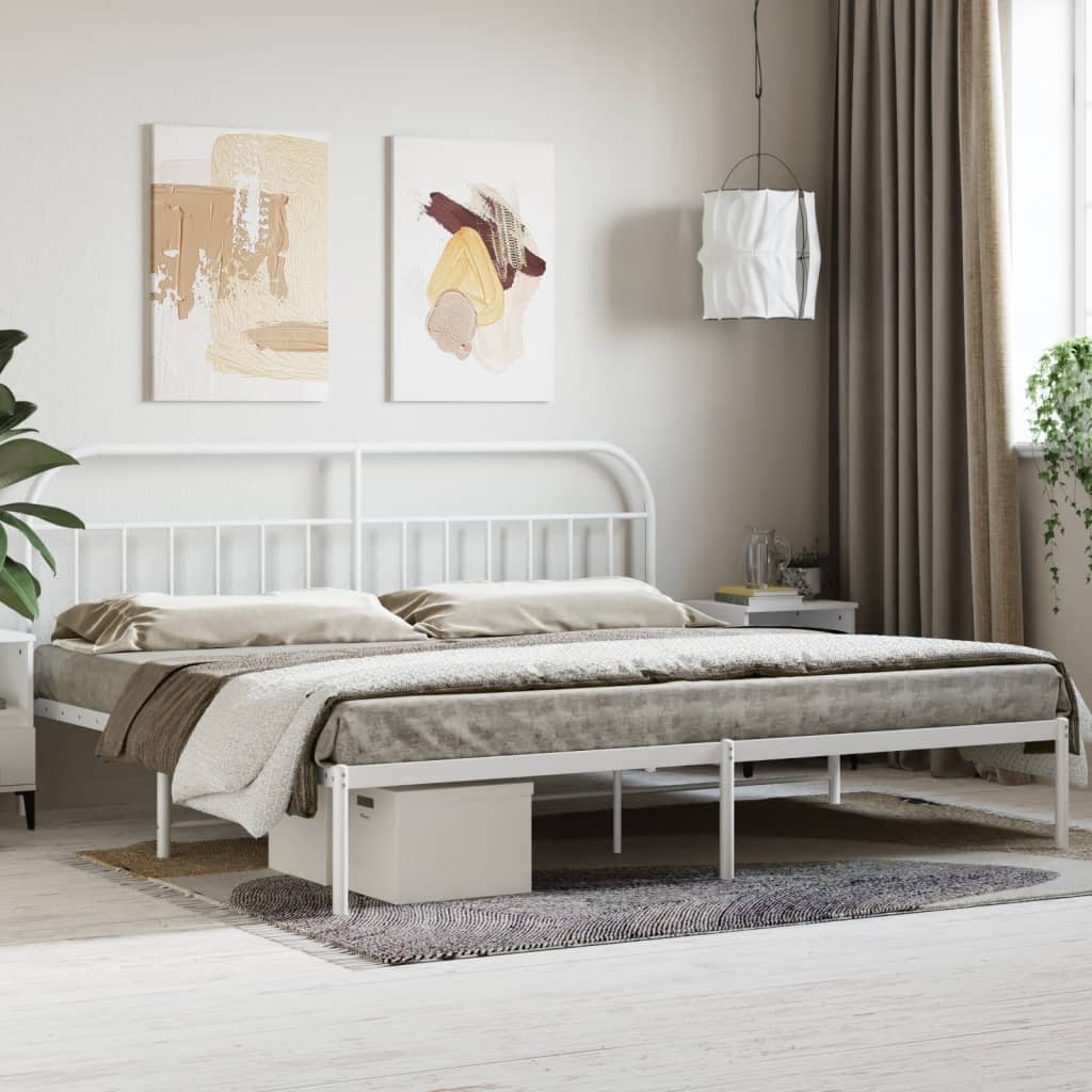 Giroletto con Testiera Metallo Bianco 200x200 cm | homemem39
